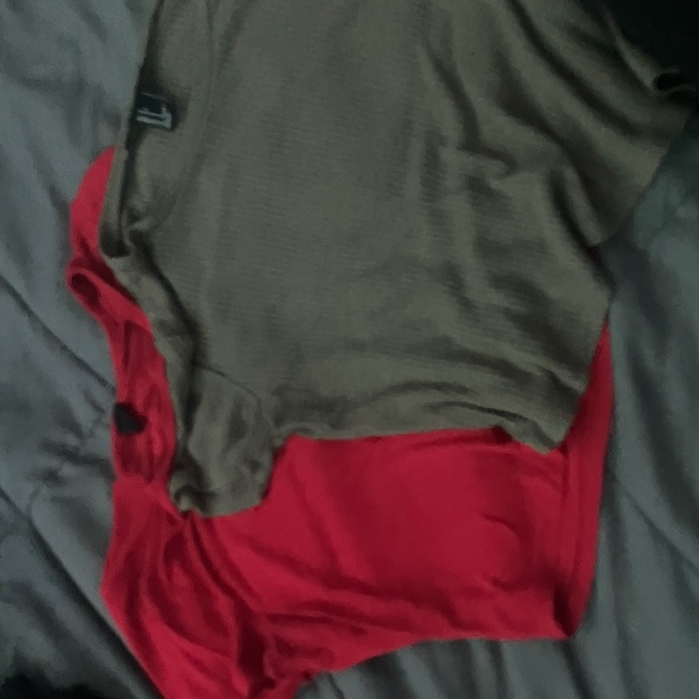 Forever 21 Olive and Red Crop Tops